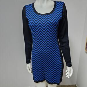 Xhilaration Women's Long Sleeve Ribbed Knit Dress Chevron Size Large